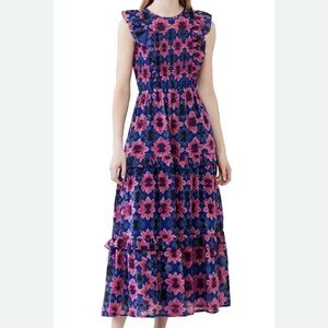 Banjanan Dress Women's  Maxi Dress Floral Sleeveless Tiered Boho Long. Medium